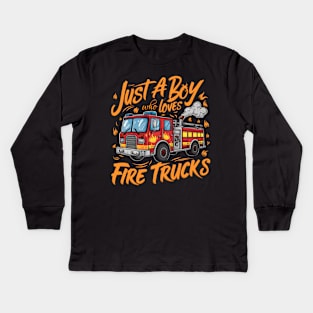 Just a boy Who loves fire truck. For kids Kids Long Sleeve T-Shirt